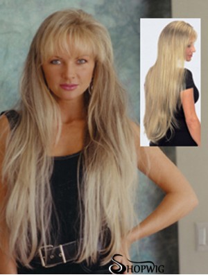 UK Synthetic Wig Shop Long Length With Bangs Wavy Style