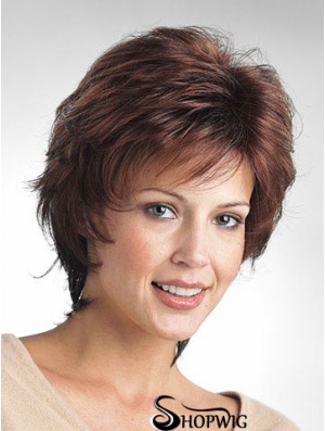 Wavy Layered Short Comfortable Brown Synthetic Wigs