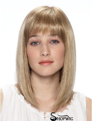 14 inch Blonde Straight Bobs Shoulder Synthetic Lace Front Wig