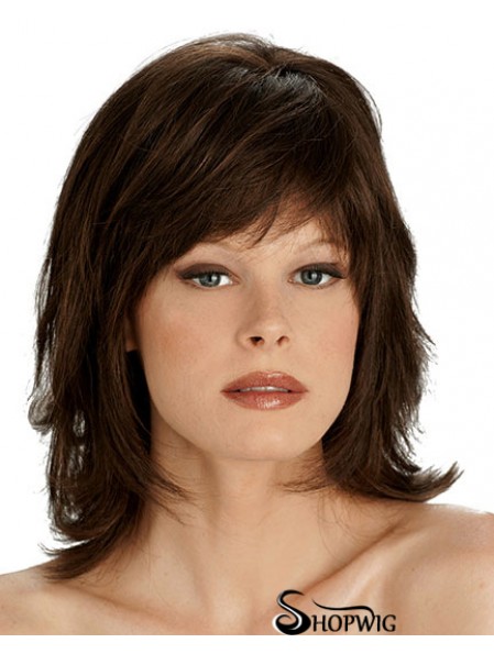 Synthetic Lace Front Wigs Wholesale UK With Bangs Brown Color