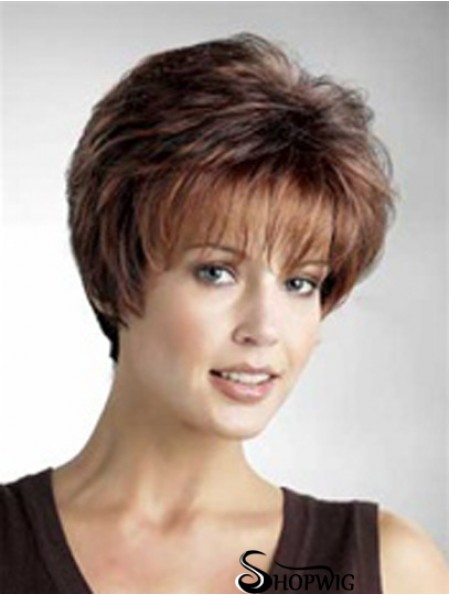 Good 8 inch Straight Auburn Layered Short Wigs