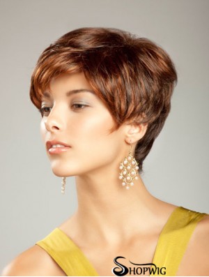 Short Synthetic Hair Wig Boycuts Short Length Auburn Color