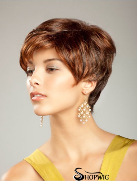 Short Synthetic Hair Wig Boycuts Short Length Auburn Color