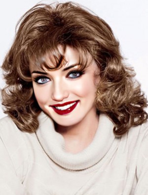 Curly Auburn Ideal Shoulder Length Classic Wigs