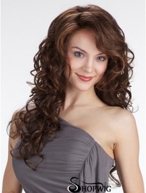 Curly With Bangs Long Brown Beautiful Lace Front Wigs
