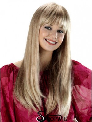Long With Bangs Straight Blonde Fabulous Synthetic Wigs