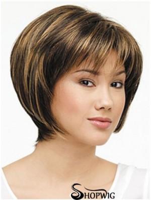 Lace Front Chin Length Straight Brown Designed Bob Wigs