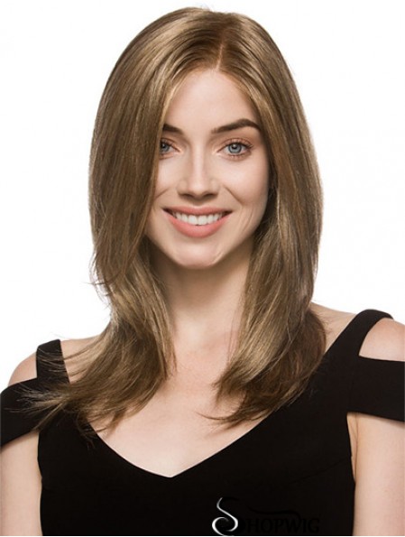 High Quality Brown Shoulder Length Layered Straight Glueless Lace Front Wigs