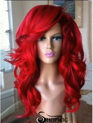 Capless Wavy 18 inch With Bangs Quality Synthetic Red Wig UK