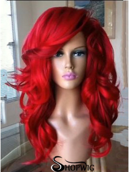 Capless Wavy 18 inch With Bangs Quality Synthetic Red Wig UK