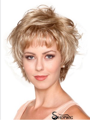 Wavy Layered 8 inch Blonde No-Fuss Synthetic Wigs