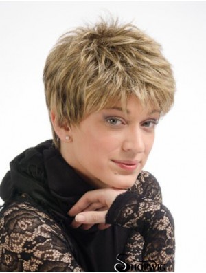 Modern 6 inch Straight Blonde Boycuts Short Wigs