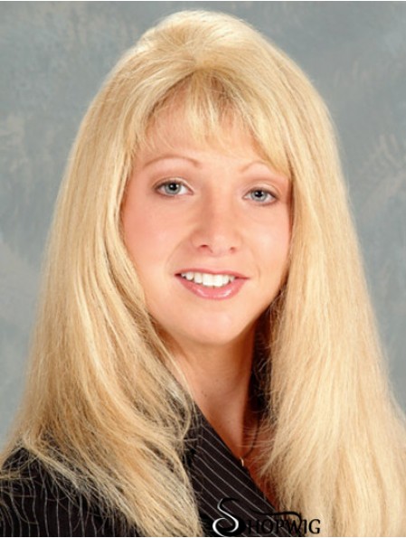 Durable Blonde Straight With Bangs Long Wigs