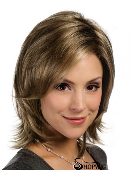Beautiful Brown Shoulder Length Layered Straight Glueless Lace Front Wigs