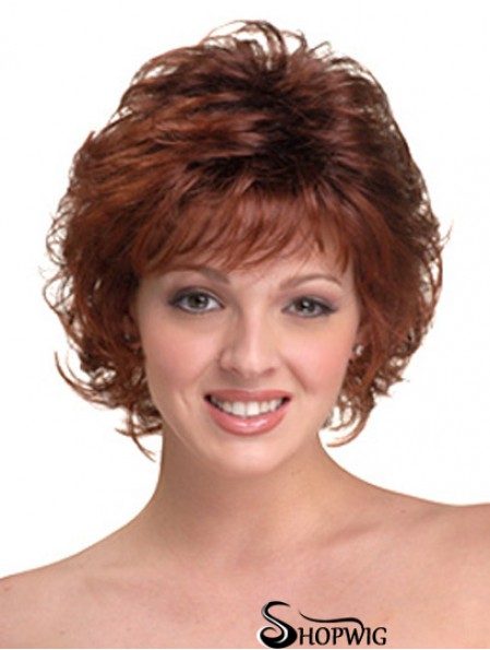 Synthetic Hair Head Wigs With Capless Auburn Color Chin Length