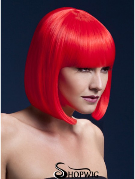 Affordable 12 inch Straight Red Bobs Short Wigs