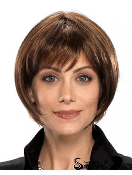 Chin Length Straight Capless Brown Perfect Bob Wigs