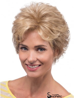 Amazing Blonde Chin Length Layered Wavy Glueless Lace Front Wigs