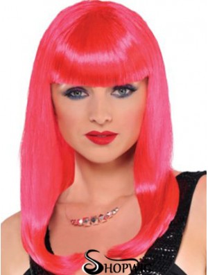 Straight With Bangs Long Red Incredible Lace Front Wigs