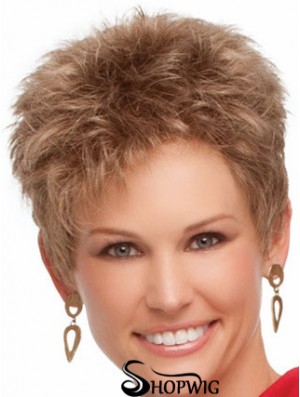 Cropped Boycuts Wavy Blonde Suitable Synthetic Wigs