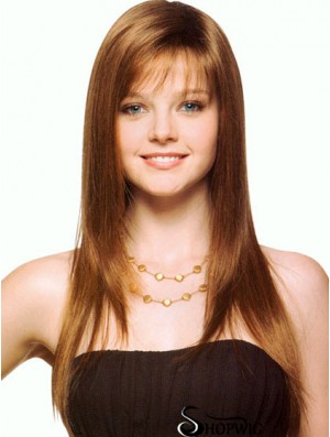 Long With Bangs Straight Brown New Synthetic Wigs