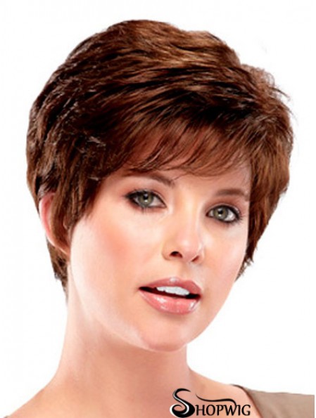 Cropped Boycuts Wavy Auburn Durable Synthetic Wigs