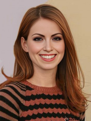 Auburn Long Straight Without Bangs Lace Front 19 inch  Wigs