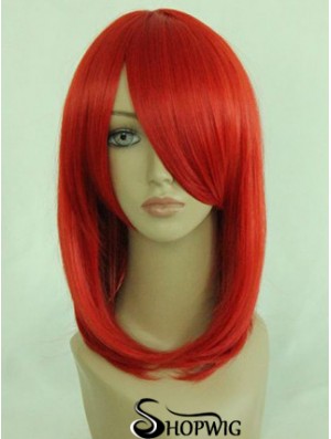 Red Shoulder Length Straight With Bangs 14 inch Online Medium Wigs