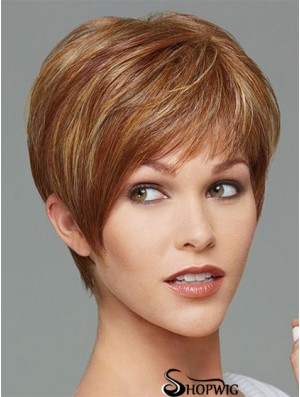 Cropped Boycuts Straight Brown Stylish Synthetic Wigs