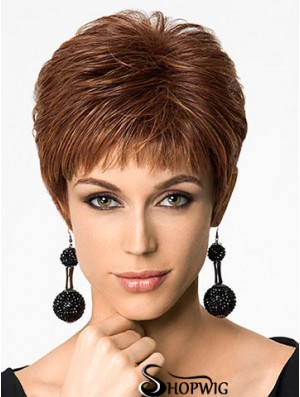 Discount 6 inch Straight Auburn Boycuts Short Wigs