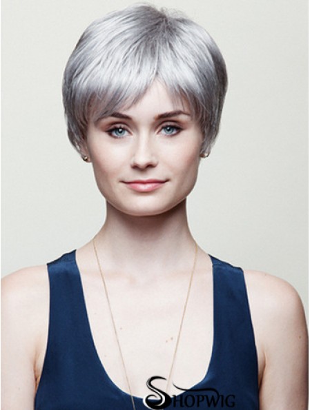 Straight Grey 6 inch Perfect Short Wigs