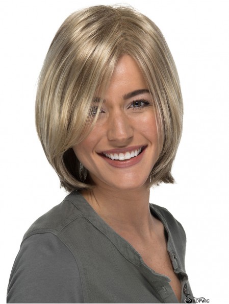 Capless Straight Blonde Bobs 11 inch Ladies Synthetic Wigs