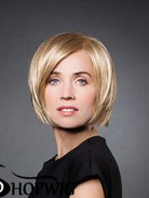 10 inch Straight Blonde Synthetic Chin Length Monofilament Wig Bob