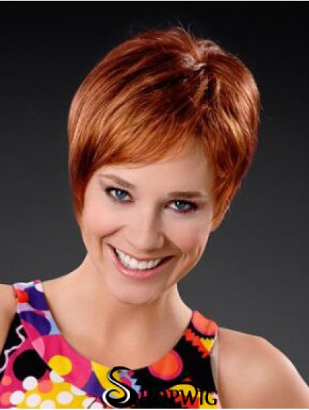 Copper Short Synthetic 8 inch Straight Boycuts Front Lace Wig