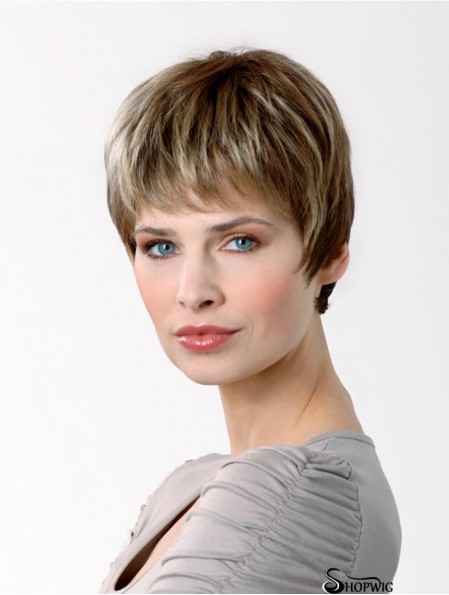Synthetic Capless 6 inch Boycuts Straight Brown Short Haircuts
