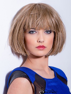 100% Hand-tied Synthetic 8 inch Chin Length Straight Auburn Bobs Wigs For Cancer