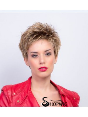 Synthetic Capless 4 inch Boycuts Straight Auburn Short Wig