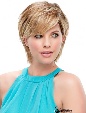 Short Straight Layered Blonde Modern 100% Hand-tied Wigs