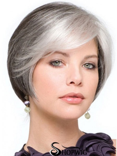 Grey Wig With Lace Front Grey Cut Straight Style