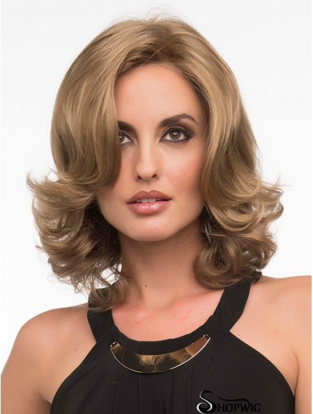 Wavy Blonde Exquisite Shoulder Length Classic Wigs