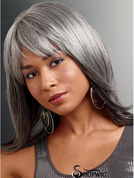 Wigs For The Older Lady UK With Lace Front Straight Style Grey Cut