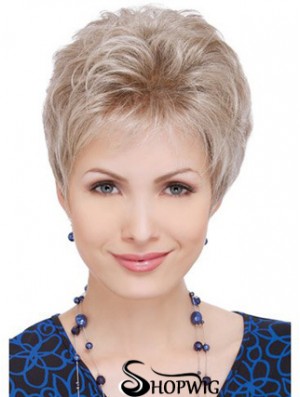 Wigs For Elderly Lady With Capless Wavy Style Short Length