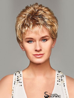 Mono Hair Toppers UK Cropped Length Blonde Color Curly Style Boycuts