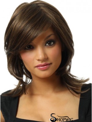 New Brown Chin Length Straight Layered Lace Front Wigs
