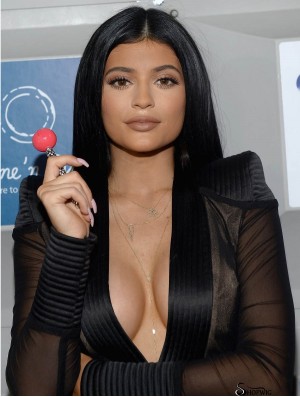 Amazing 16 inch Long Straight Without Bangs Full Lace Kylie Jenner Wigs