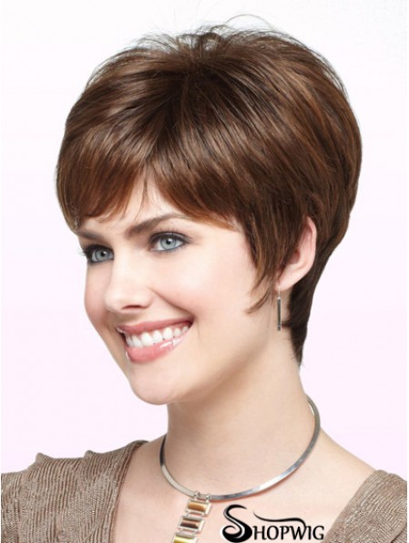 Fabulous Auburn Cropped Straight Boycuts Monofilament Wigs