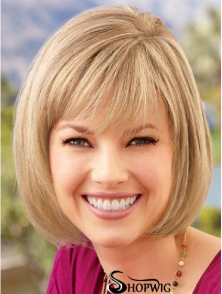 Lace Front Chin Length Straight Blonde Comfortable Bob Wigs