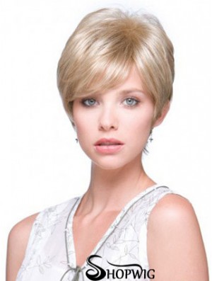 6 inch Online Straight Boycuts Blonde Short Wigs