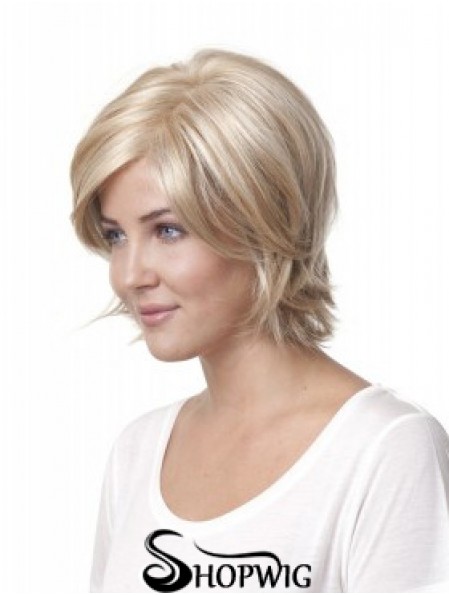 10 inch Blonde Chin Length Layered Straight Discount Lace Wigs