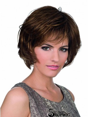 Bobs Lace Front Chin Length Synthetic Brown Monofilament Parting Wigs